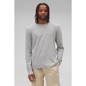 REIGNING CHAMP Heather Grey 1x1 Slub Cotton Jersey Crew Neck T-Shirt, Size L